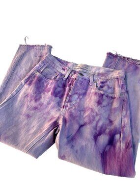 Gap Hand Dyed Straight Leg Jeans Womens 25 Lavender Art to Wear Boho Indie